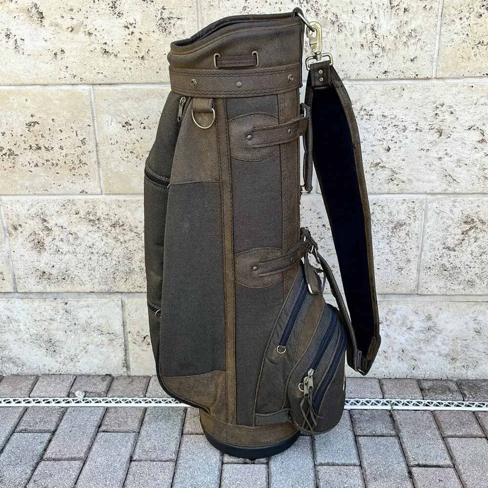 RM CAT Cart 2 Tone Brown 6-Way Golf Cart Bag with Rain Cover Good - Picture 3 of 11